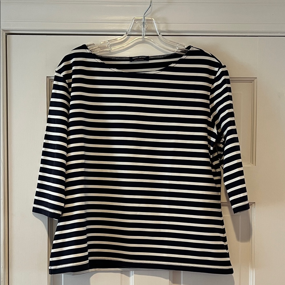 Saint James Navy and White Striped Knit